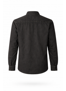 Black Denim Shirt for Men – Regular Fit, Double Pocket Design