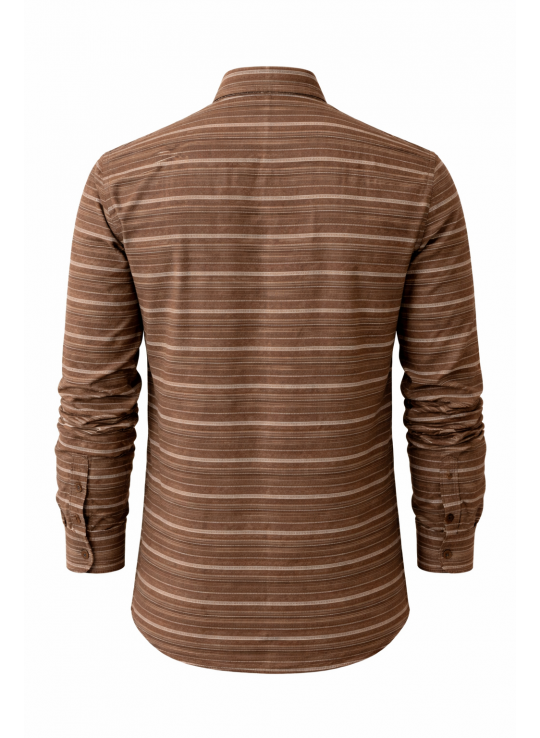 Men’s Brown Striped Cotton Dobby Full Sleeve Casual Shirt