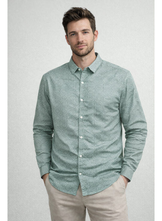 Men’s Premium Satin Printed Full Sleeve Shirt