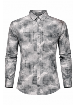 Men’s Grey Abstract Printed Pure Cotton Shirt | Casual & Trendy