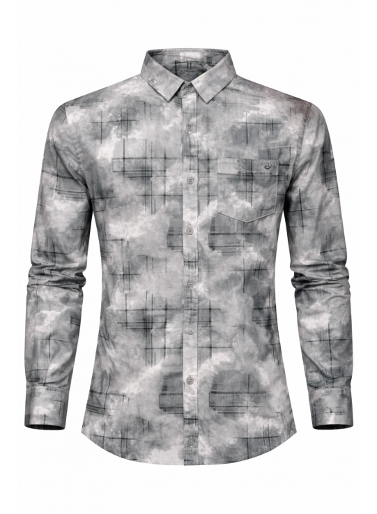 Men’s Grey Abstract Printed Pure Cotton Shirt | Casual & Trendy