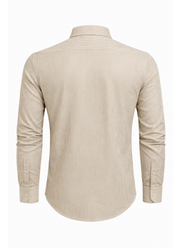 Men’s Beige Striped Slim Fit Shirt | Heavy Twill Cotton