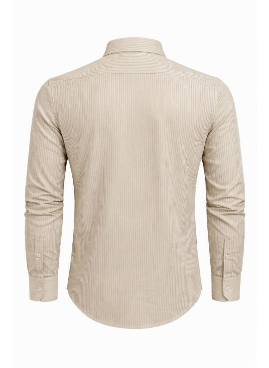 Men’s Beige Striped Slim Fit Shirt | Heavy Twill Cotton