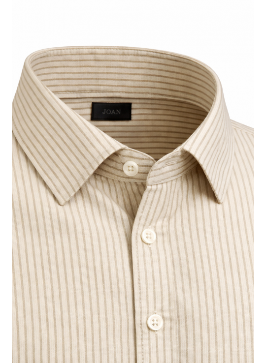 Men’s Beige Striped Slim Fit Shirt | Heavy Twill Cotton
