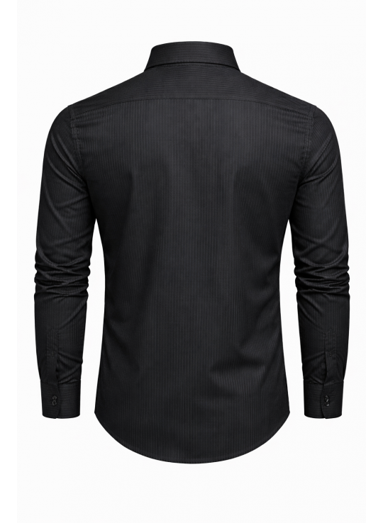 Men’s Black Pinstripe Slim Fit Shirt | Heavy Twill Fabric