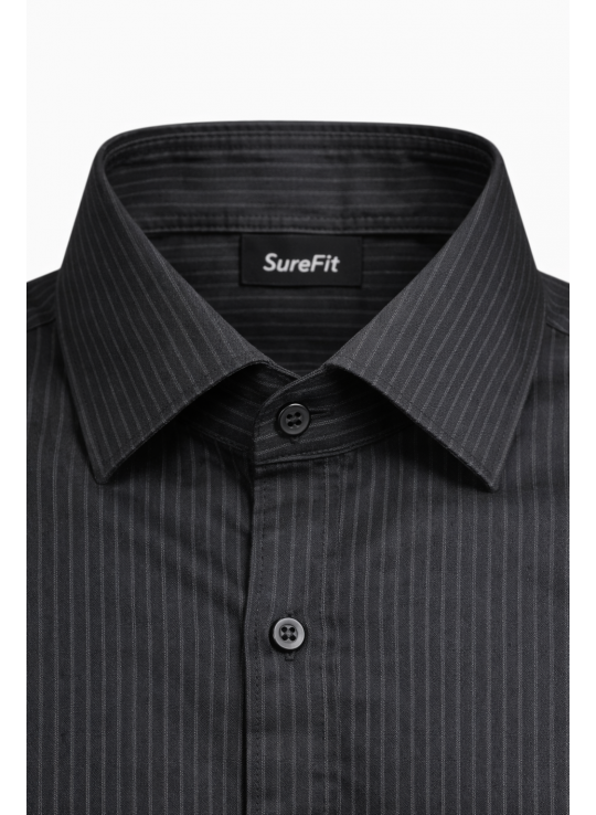 Men’s Black Pinstripe Slim Fit Shirt | Heavy Twill Fabric