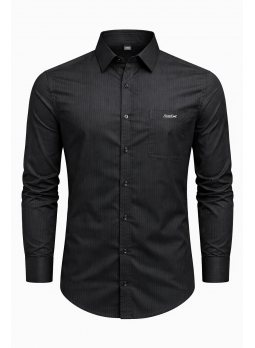 Men’s Black Pinstripe Slim Fit Shirt | Heavy Twill Fabric