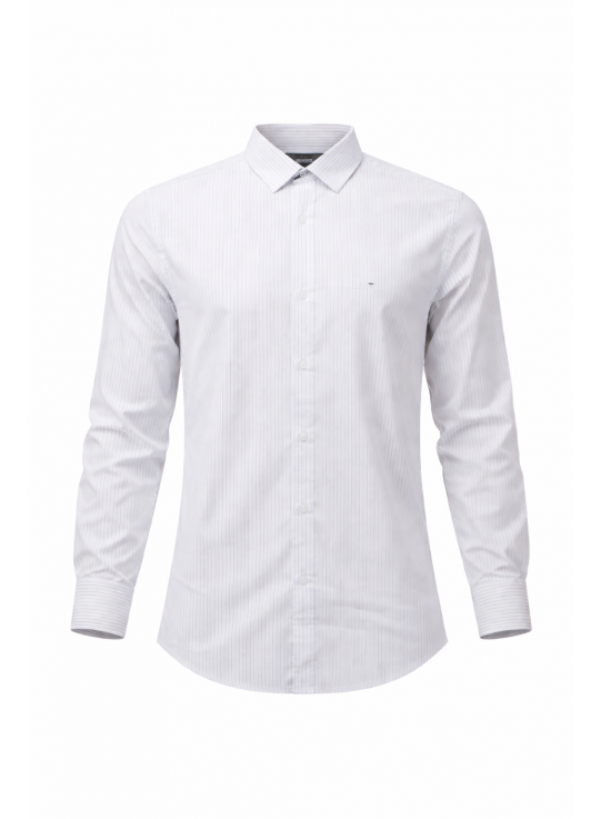 Men’s White Striped Formal Shirt | Slim Fit Cotton Shirt
