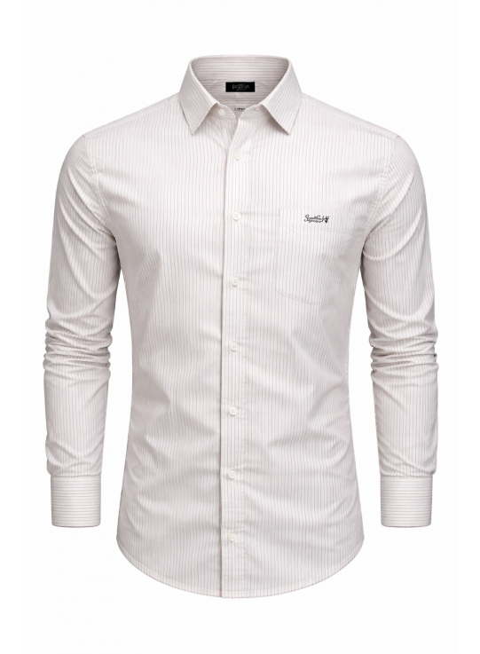 Men’s White Pinstripe Slim Fit Shirt | Heavy Twill Fabric