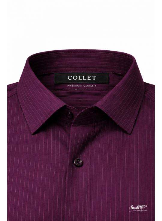 Men’s Purple Striped Slim Fit Heavy Twill Formal Shirt