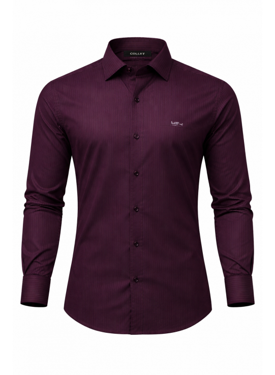 Men’s Purple Striped Slim Fit Heavy Twill Formal Shirt