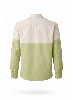 Two-Tone Green & Off-White Cotton Casual Shirt for Men