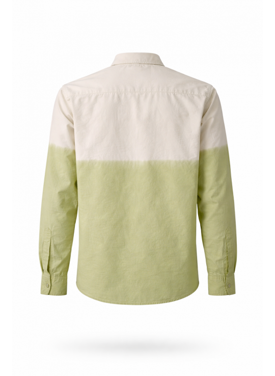 Two-Tone Green & Off-White Cotton Casual Shirt for Men