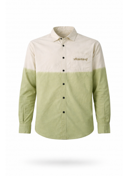 Two-Tone Green & Off-White Cotton Casual Shirt for Men