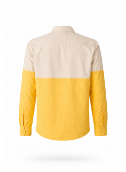 Two-Tone Yellow & Off-White Cotton Casual Shirt for Men